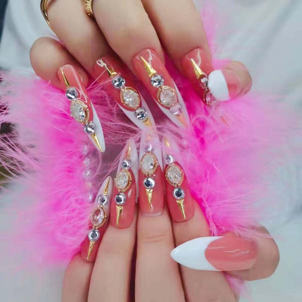 XXL Custom Press On Nails – Handmade Acrylic False Nails with Box
