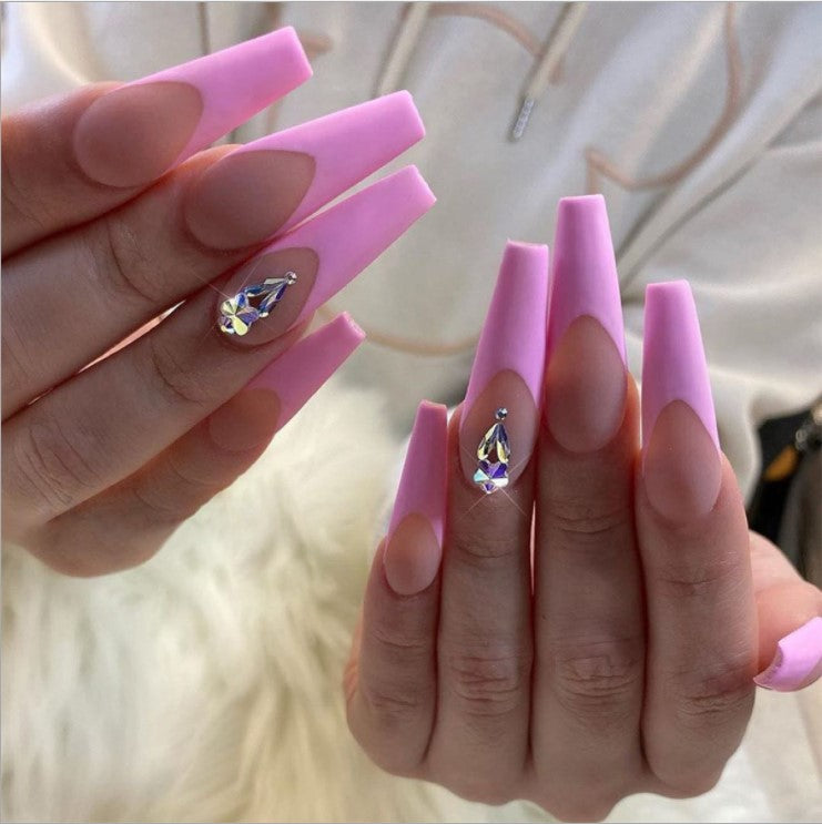 Summer Style Coffin Press On Nails – Acrylic Nail Tips