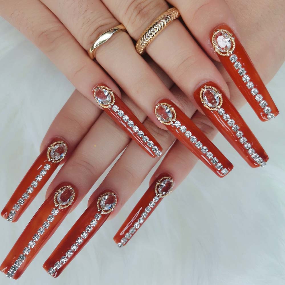 XXL Custom Press On Nails – Handmade Acrylic False Nails with Box