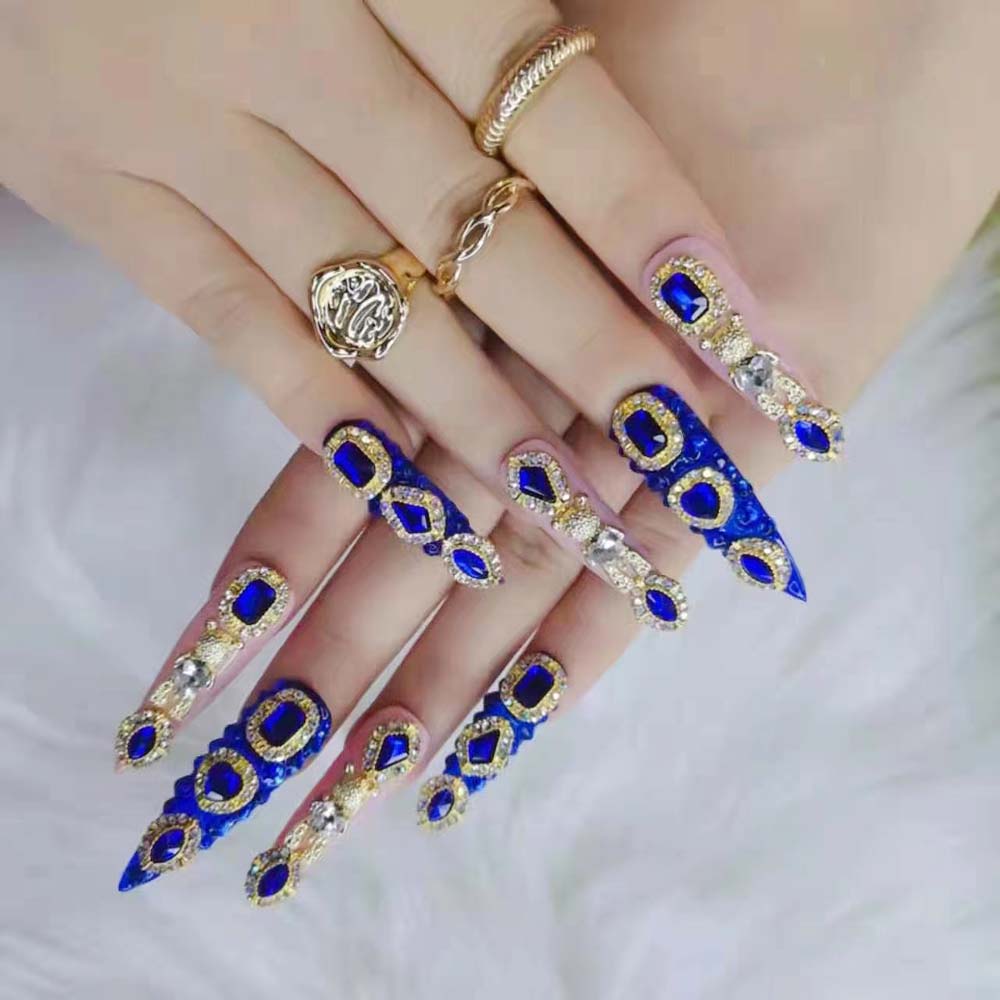 XXL Custom Press On Nails – Handmade Acrylic False Nails with Box