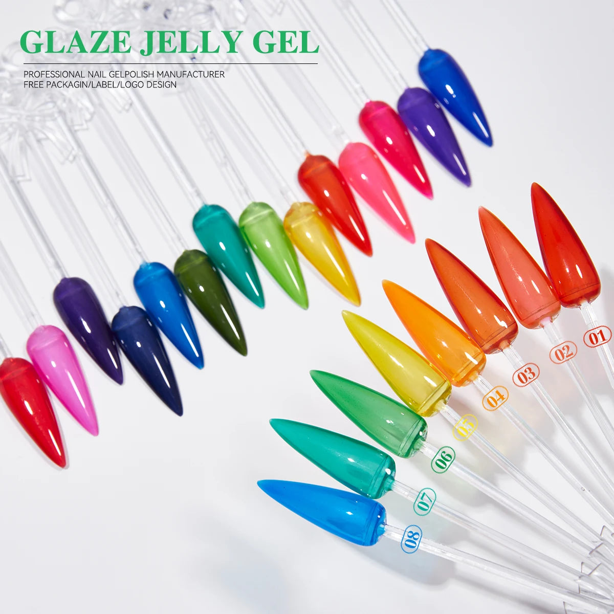 24 Colors Jelly Sheer UV Gel Nail Polish Set – High Pigment with Box