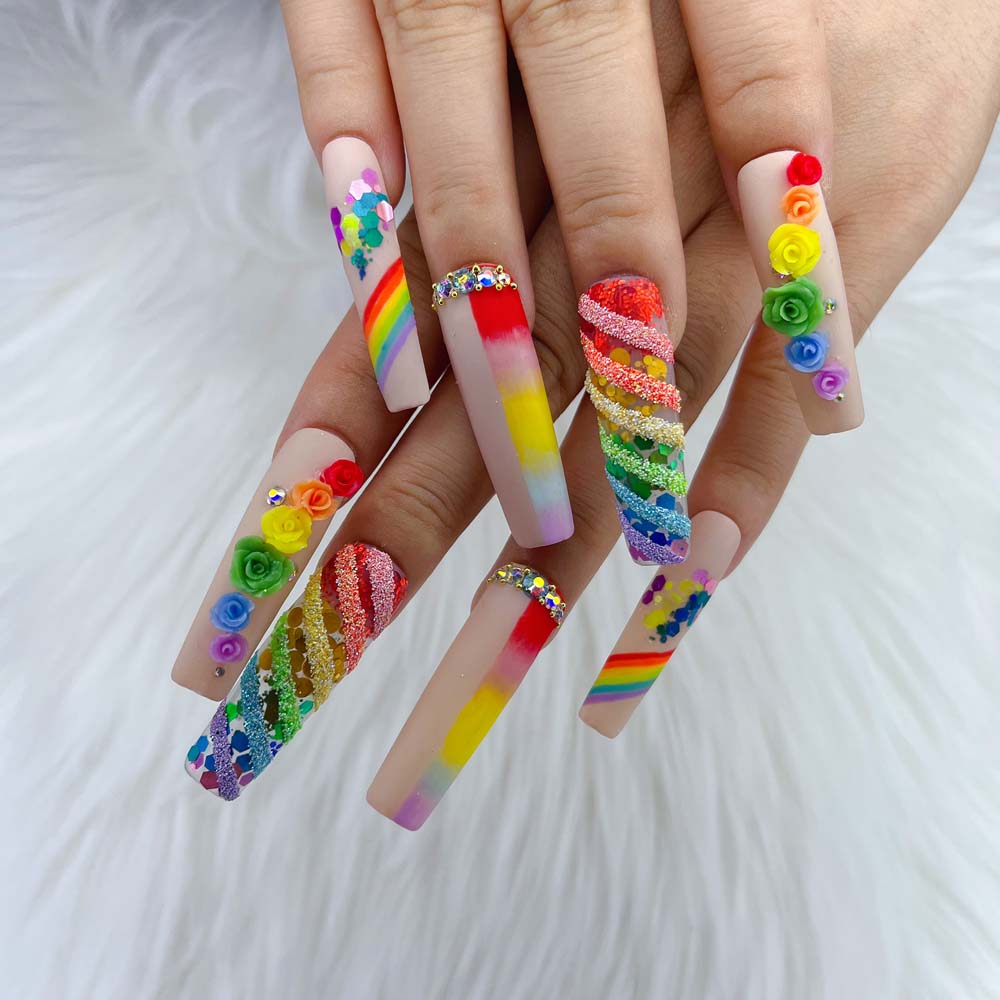 XXL Custom Press On Nails – Handmade Acrylic False Nails with Box