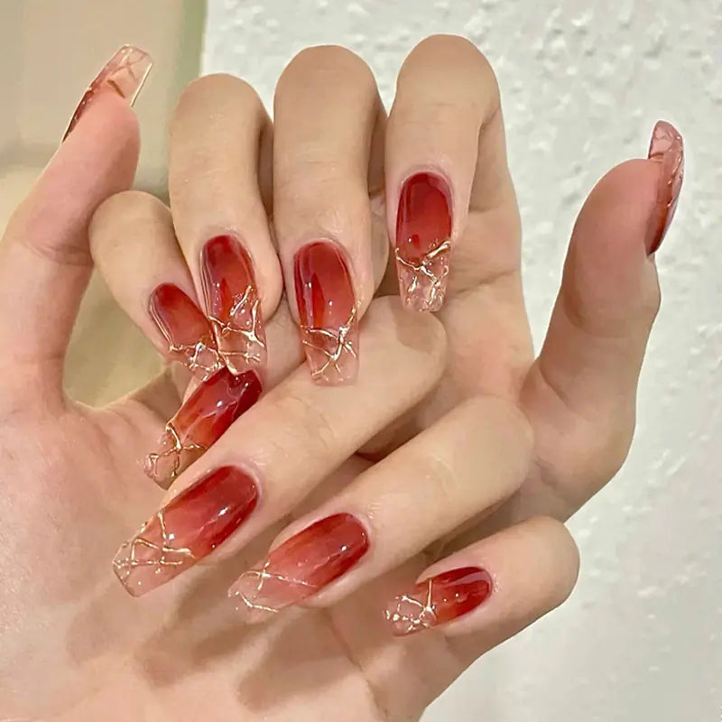 Luxury Burgundy Glitter Press On Nails – Wholesale Pack