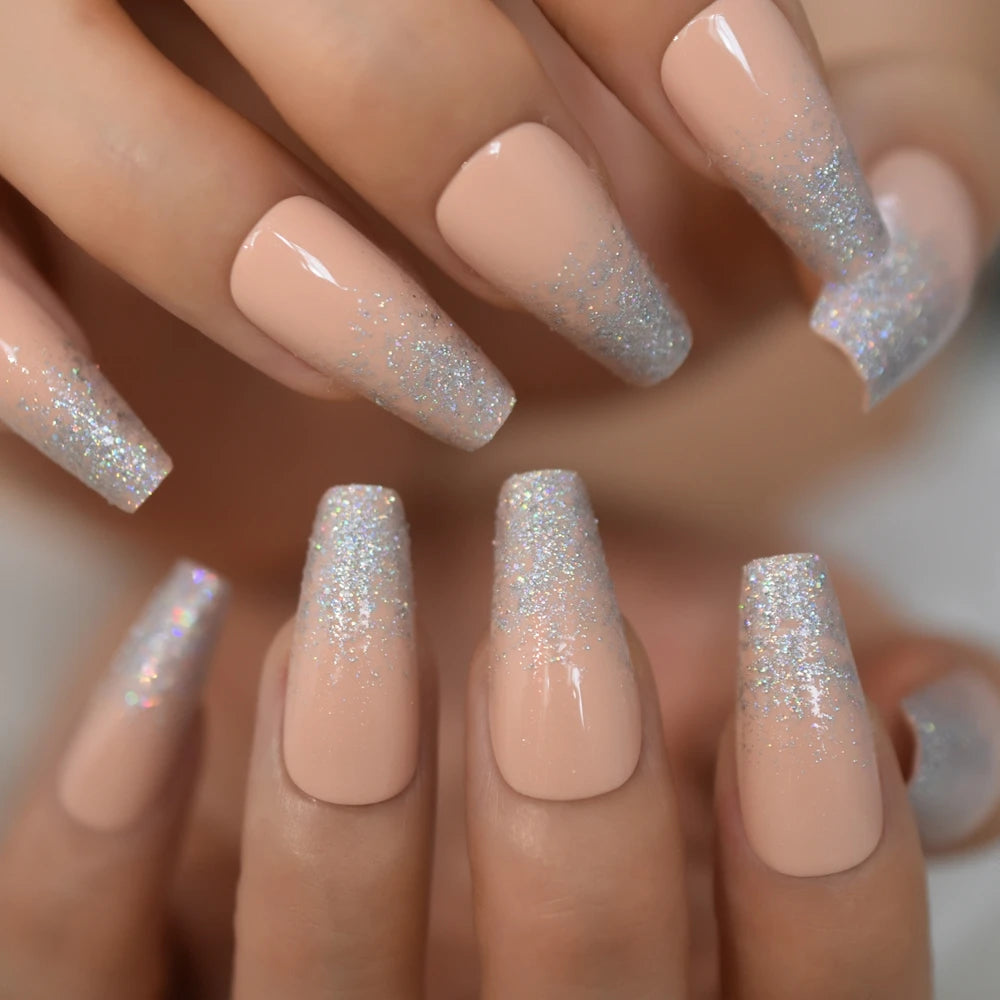 Modern Grey Geometric Coffin Press-On Nails