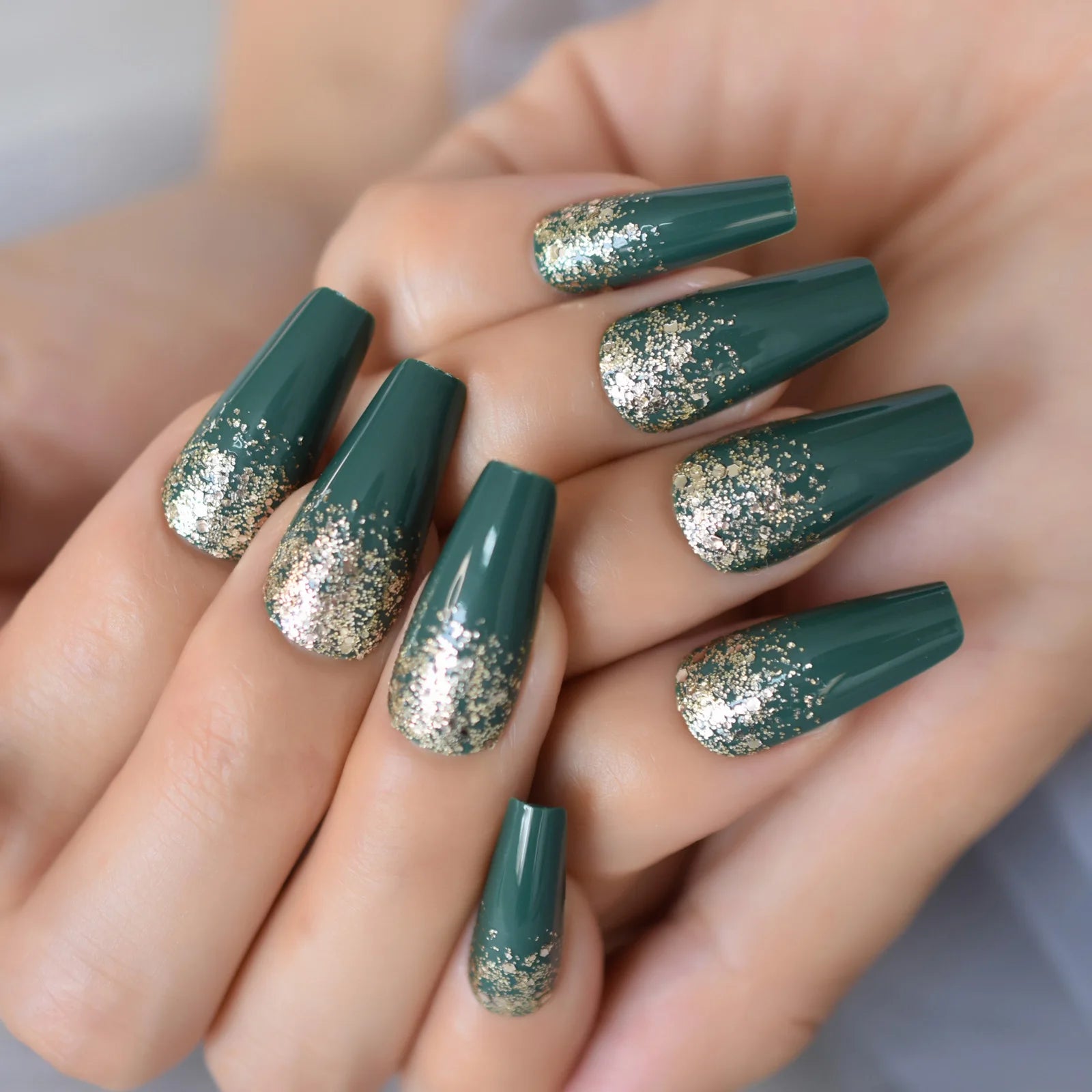 Modern Grey Geometric Coffin Press-On Nails