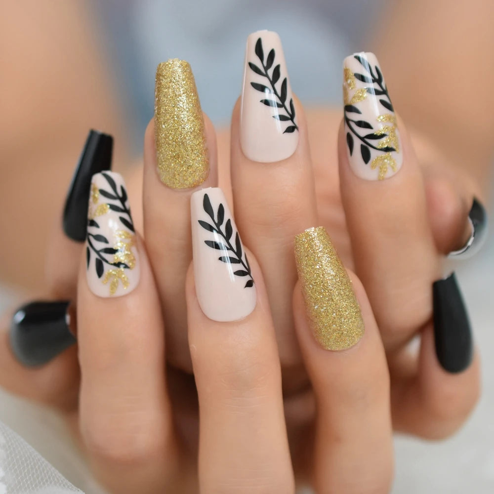 Modern Grey Geometric Coffin Press-On Nails