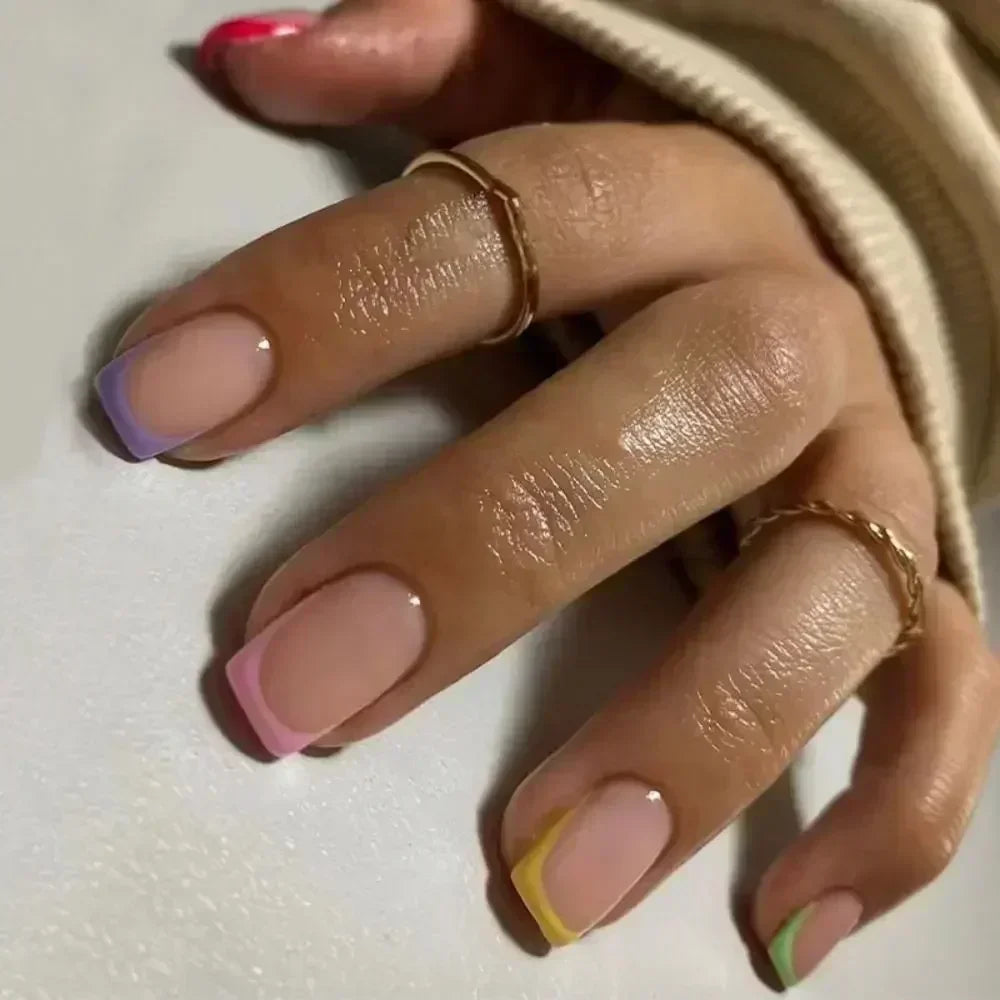24pcs Coffin Press On Nails – Detachable French Ballerina False Nail Tips