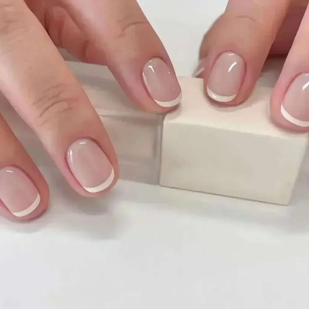 24pcs Coffin Press On Nails – Detachable French Ballerina False Nail Tips