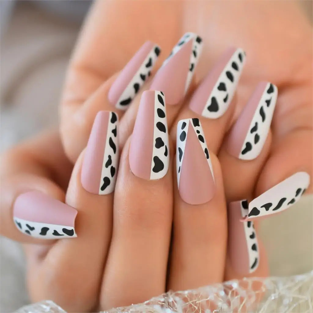 Modern Grey Geometric Coffin Press-On Nails