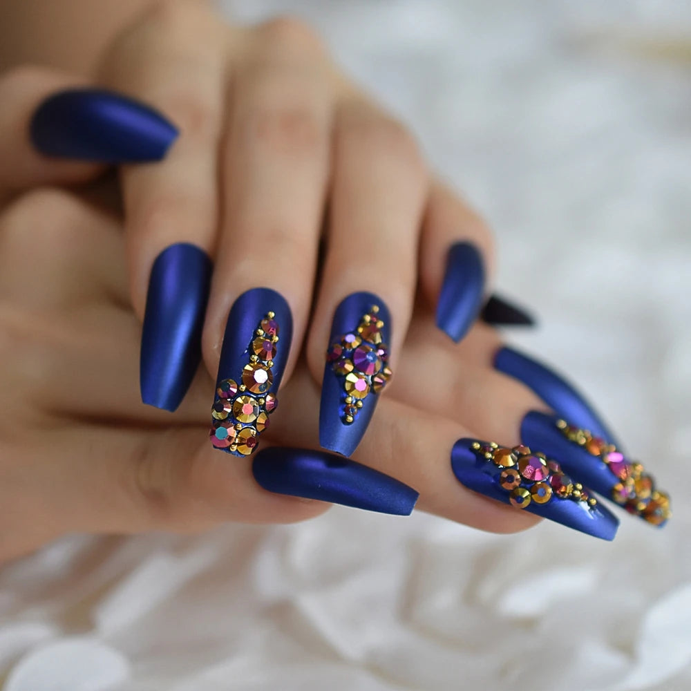 Trapezoid French Nail – Crystal Shine Ballerina Press On Nails