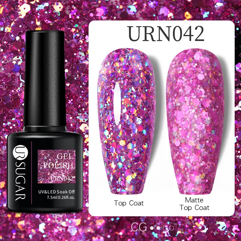 7.5ml Glitter UV Gel Nail Polish – Colorful Sequins Soak Off Gel