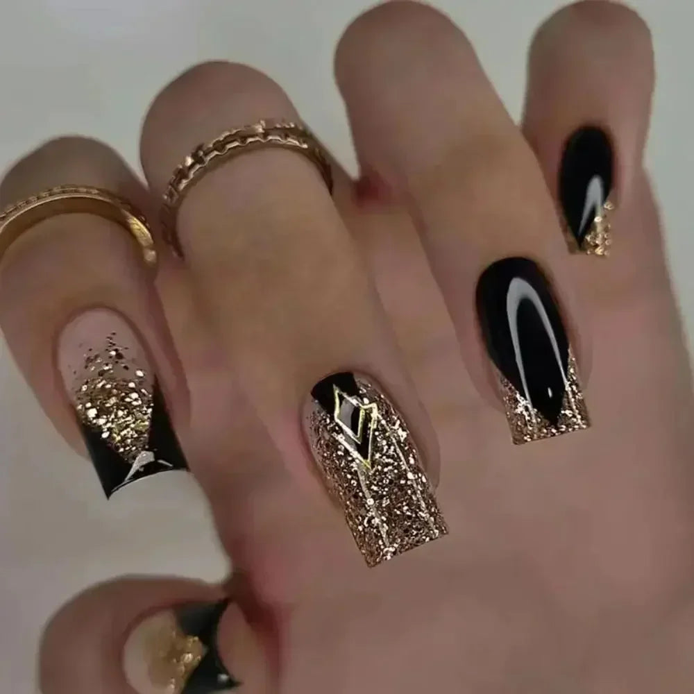 24pcs Coffin Press On Nails – Detachable French Ballerina False Nail Tips