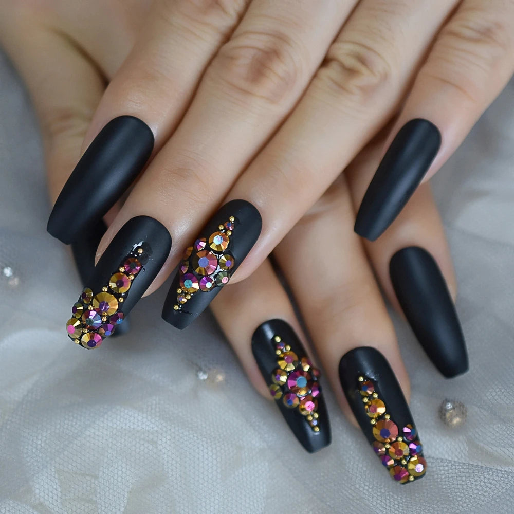 Trapezoid French Nail – Crystal Shine Ballerina Press On Nails