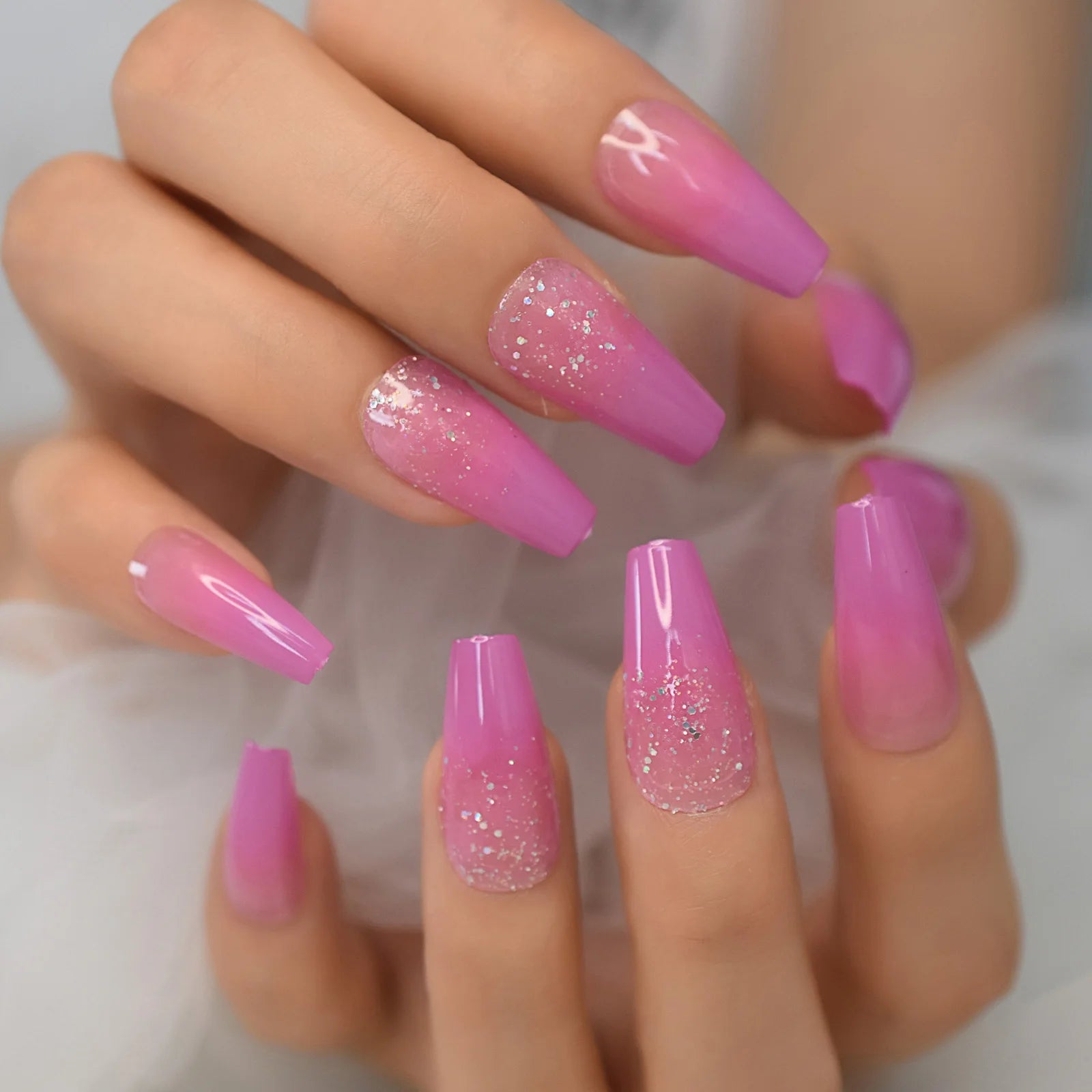 Modern Grey Geometric Coffin Press-On Nails