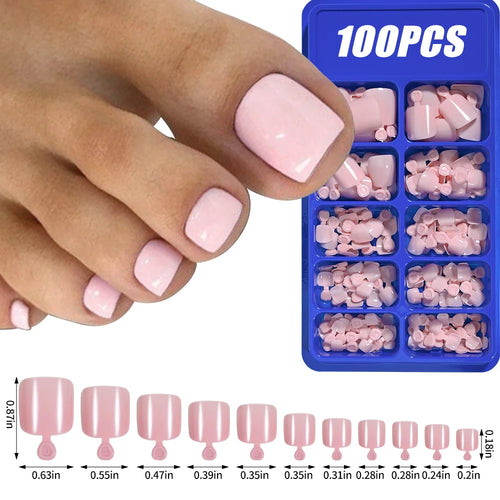100pcs Light Pink Press On Nails – Full Set False Nails