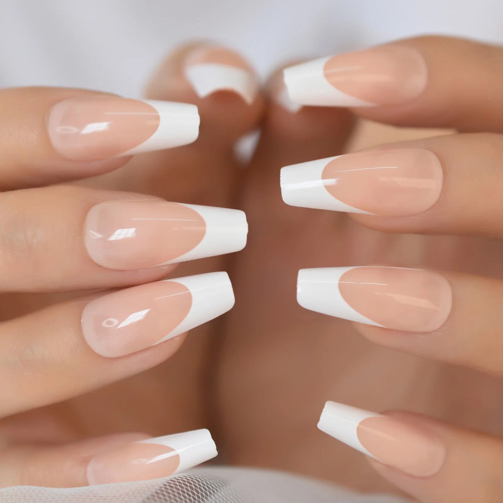 Modern Grey Geometric Coffin Press-On Nails