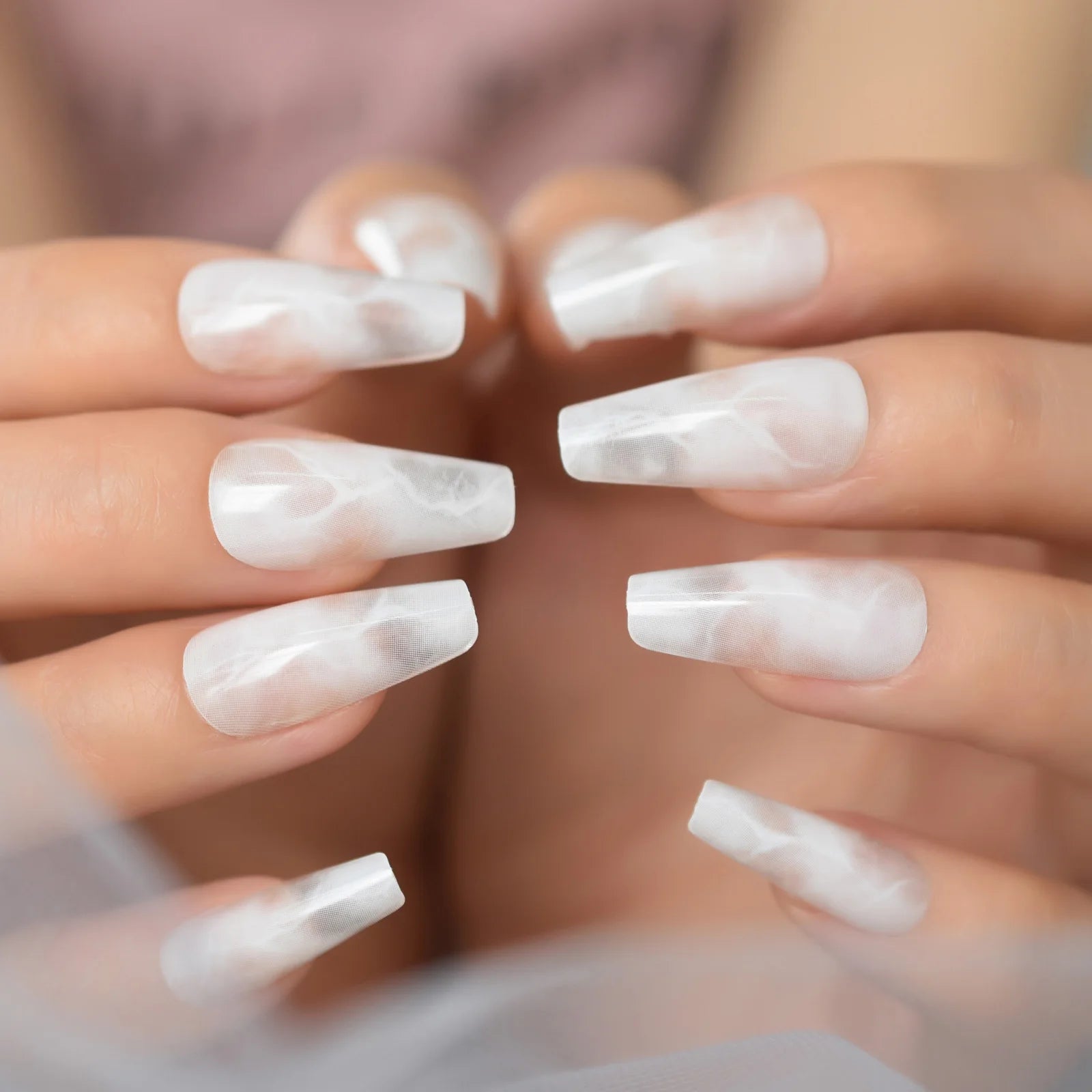 Modern Grey Geometric Coffin Press-On Nails
