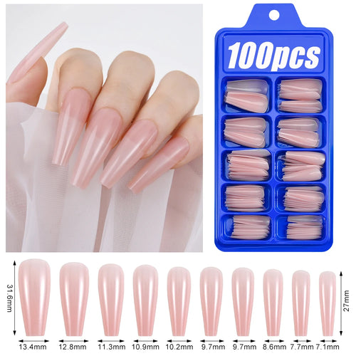 100pcs Light Pink Press On Nails – Full Set False Nails