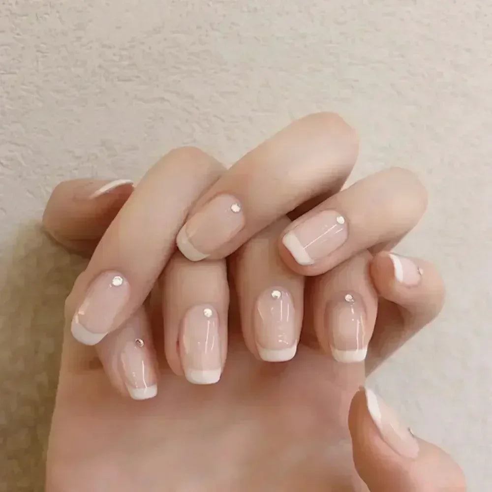 24pcs Coffin Press On Nails – Detachable French Ballerina False Nail Tips