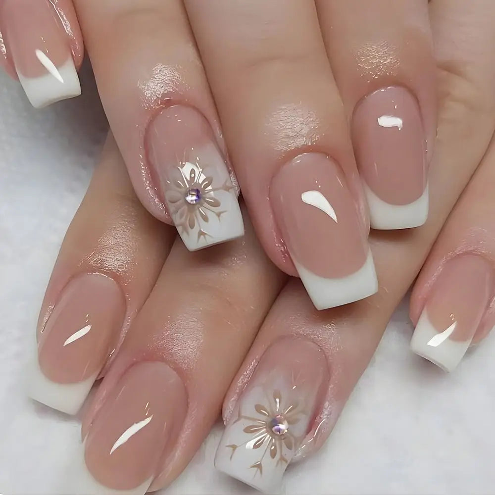 24pcs Coffin Press On Nails – Detachable French Ballerina False Nail Tips