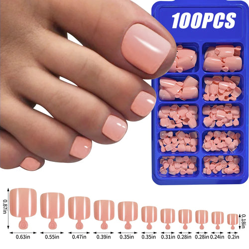 100pcs Light Pink Press On Nails – Full Set False Nails
