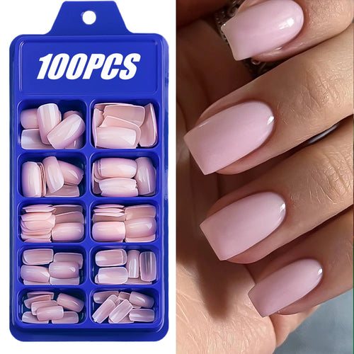 100pcs Light Pink Press On Nails – Full Set False Nails