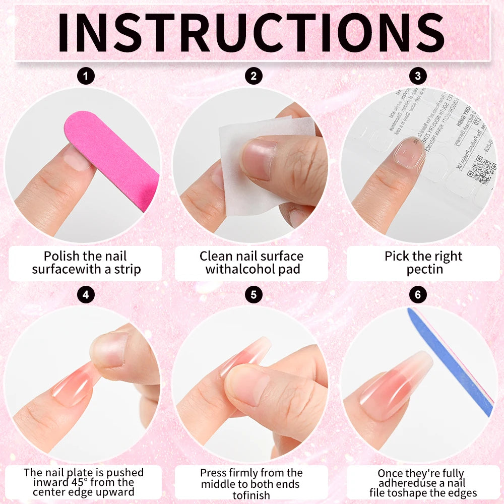 100pcs Light Pink Press On Nails – Full Set False Nails