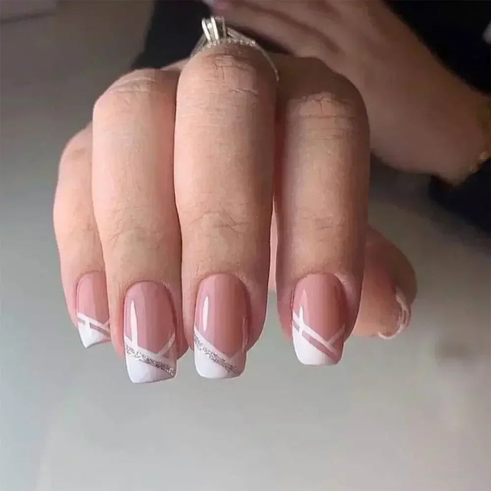 24pcs Coffin Press On Nails – Detachable French Ballerina False Nail Tips