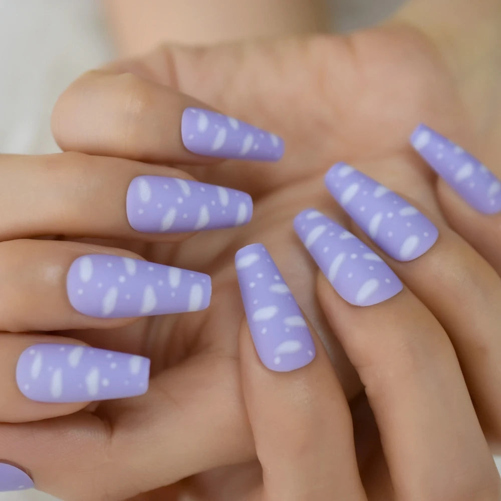 Modern Grey Geometric Coffin Press-On Nails