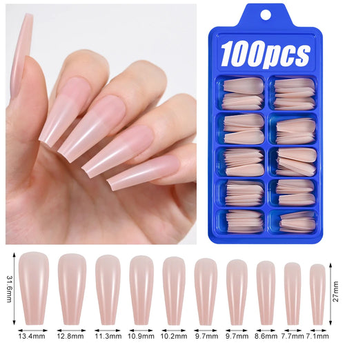 100pcs Light Pink Press On Nails – Full Set False Nails
