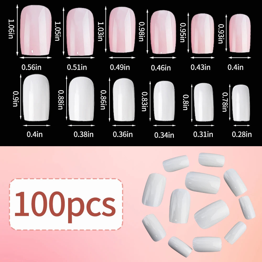 100pcs Light Pink Press On Nails – Full Set False Nails