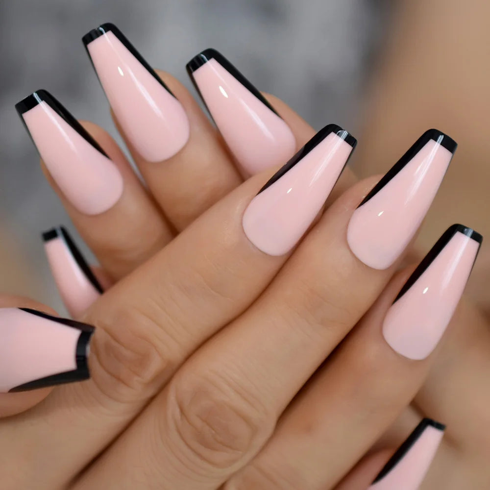 Modern Grey Geometric Coffin Press-On Nails