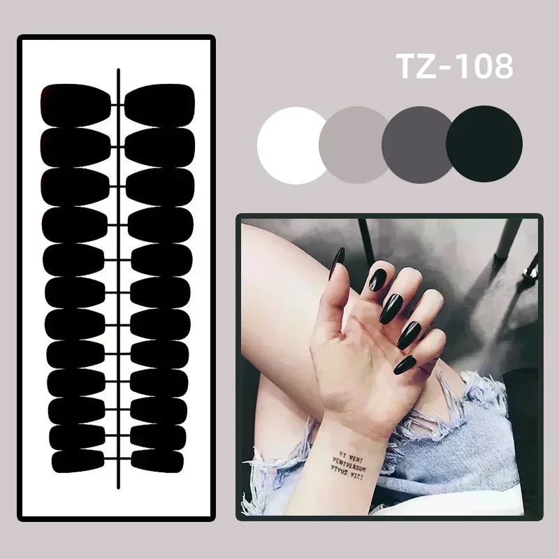 24pcs Long Ballet Press On Nails – Brown Flower Full Cover False Nails