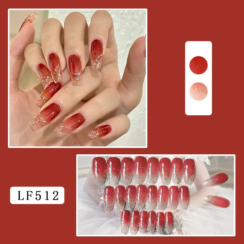 Luxury Burgundy Glitter Press On Nails – Wholesale Pack