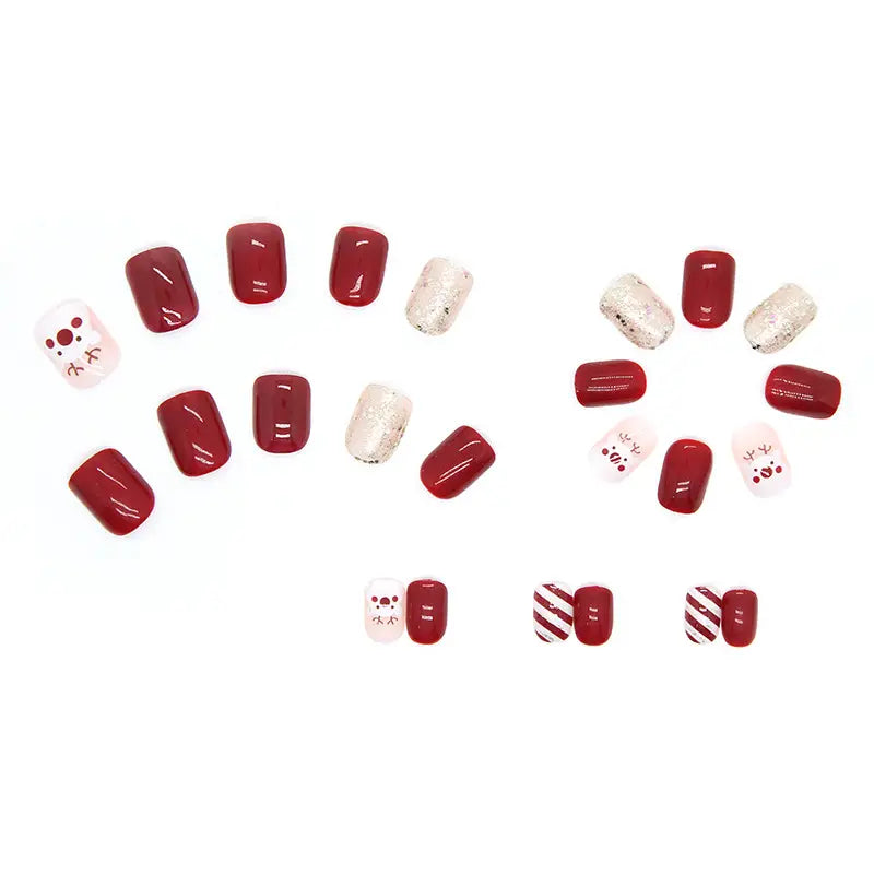 24pcs Christmas Press On Nails – Snowflake Design