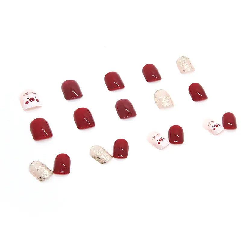 24pcs Christmas Press On Nails – Snowflake Design