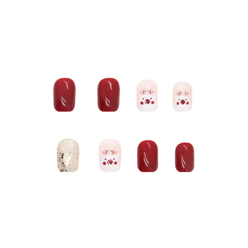 24pcs Christmas Press On Nails – Snowflake Design